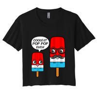 Coolest Pop Ever Popsicle Funny Retro Bomb Fathers Day Gift Women's Crop Top Tee