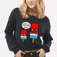 Coolest Pop Ever Popsicle Funny Retro Bomb Fathers Day Gift Cropped Pullover Crew