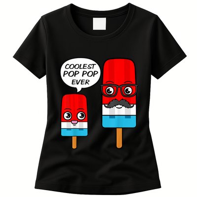 Coolest Pop Ever Popsicle Funny Retro Bomb Fathers Day Gift Womens T-Shirt
