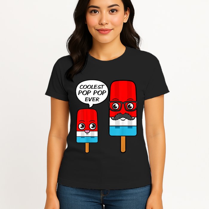 Coolest Pop Ever Popsicle Funny Retro Bomb Fathers Day Gift Womens T-Shirt