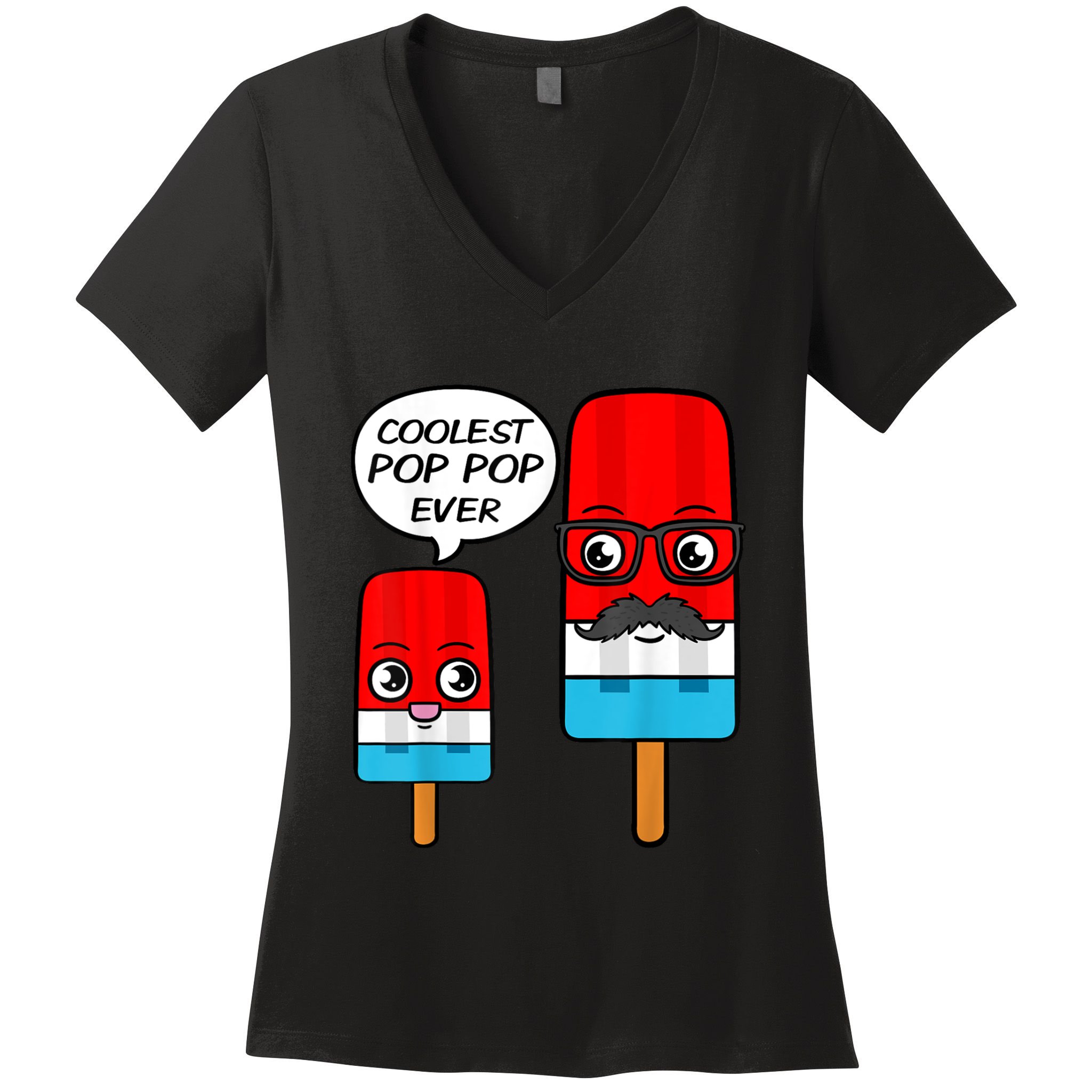 Coolest Pop Ever Popsicle Funny Retro Bomb Fathers Day Gift Women's V-Neck T-Shirt