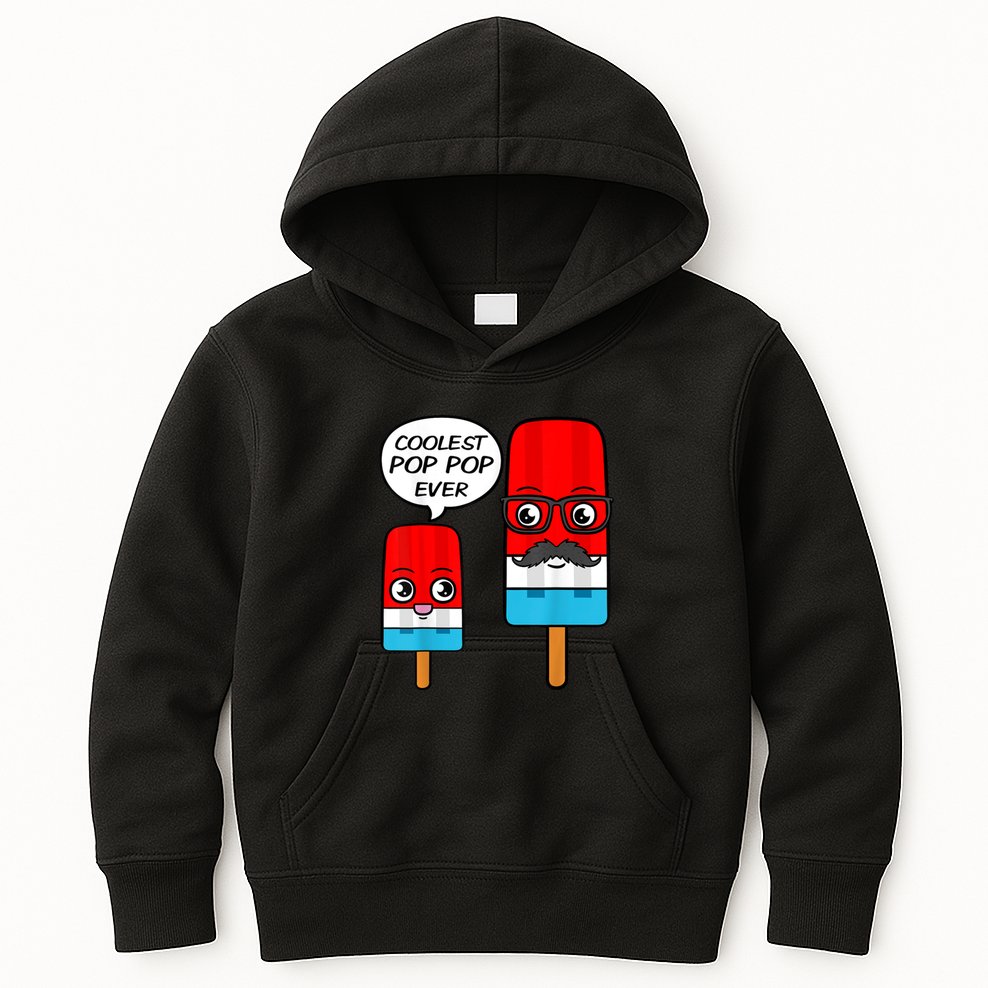 Coolest Pop Ever Popsicle Funny Retro Bomb Fathers Day Gift Kids Hoodie