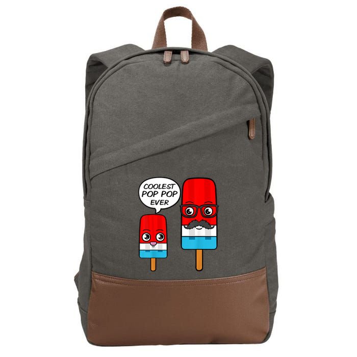 Coolest Pop Ever Popsicle Funny Retro Bomb Fathers Day Gift Cotton Canvas Backpack