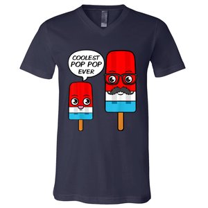 Coolest Pop Ever Popsicle Funny Retro Bomb Fathers Day Gift V-Neck T-Shirt