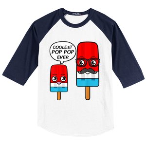 Coolest Pop Ever Popsicle Funny Retro Bomb Fathers Day Gift Baseball Sleeve Shirt