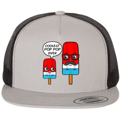 Coolest Pop Ever Popsicle Funny Retro Bomb Fathers Day Gift Flat Bill Trucker Hat