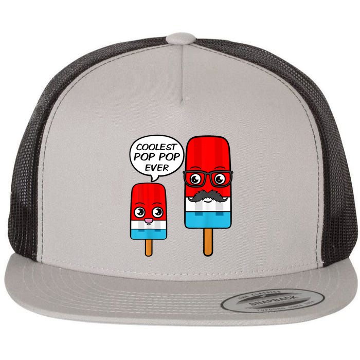 Coolest Pop Ever Popsicle Funny Retro Bomb Fathers Day Gift Flat Bill Trucker Hat