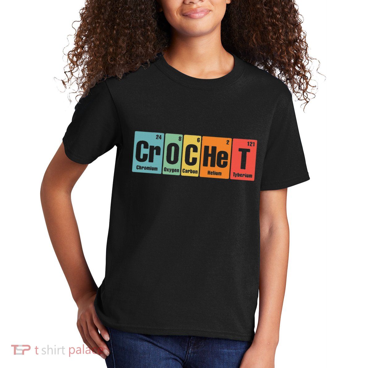 Crochet Periodic Elements Funny Colorful Chemistry Crochet Kids T-Shirt