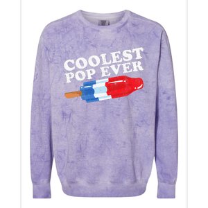 Coolest Pop Ever Popsicle Funny Retro Bomb Fathers Day Gift Colorblast Crewneck Sweatshirt