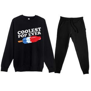 Coolest Pop Ever Popsicle Funny Retro Bomb Fathers Day Gift Premium Crewneck Sweatsuit Set