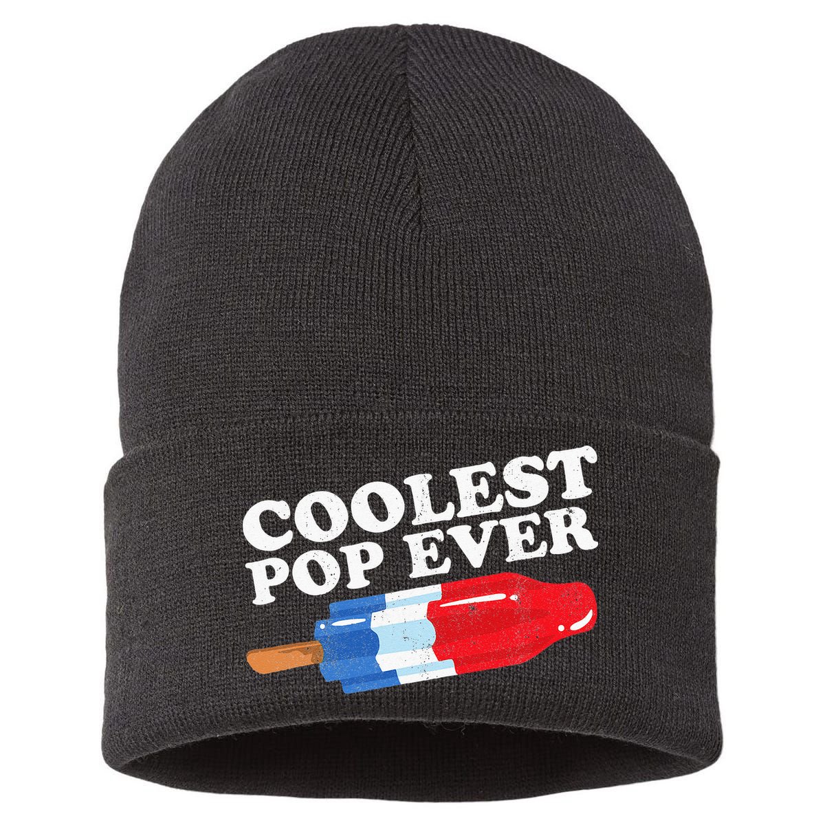 Coolest Pop Ever Popsicle Funny Retro Bomb Fathers Day Gift Sustainable Knit Beanie
