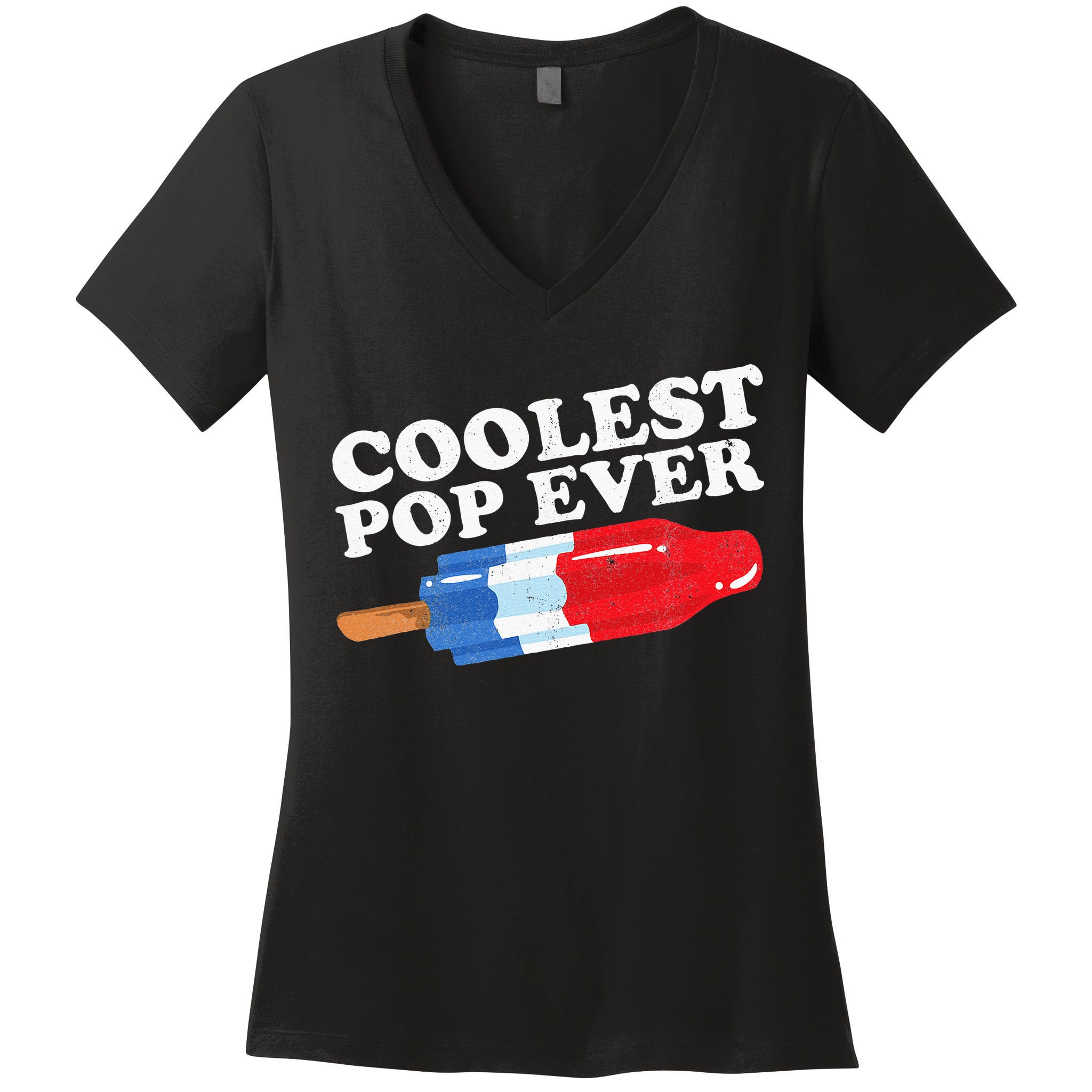 Coolest Pop Ever Popsicle Funny Retro Bomb Fathers Day Gift Women's V-Neck T-Shirt