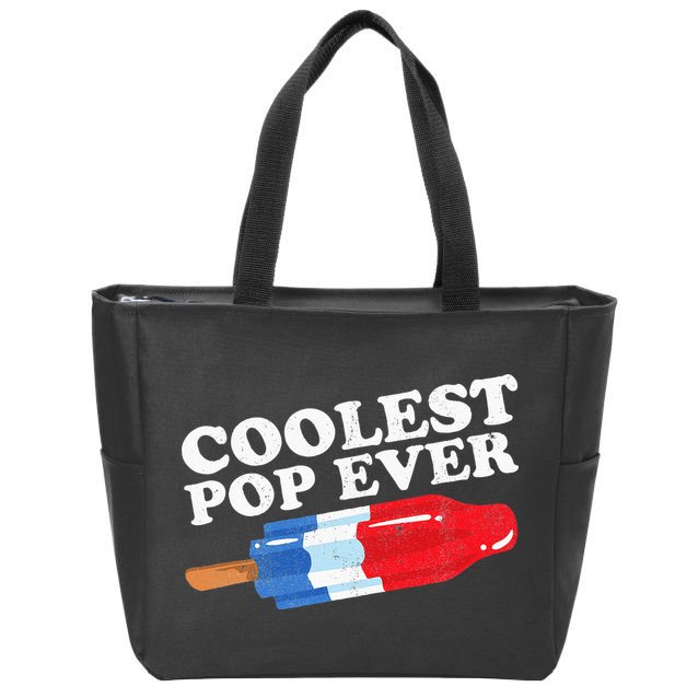 Coolest Pop Ever Popsicle Funny Retro Bomb Fathers Day Gift Zip Tote Bag