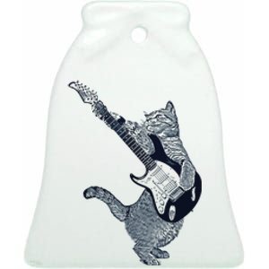 Cat Playing Electric Guitar Guitar Player Cat Lover Ceramic Bell Ornament