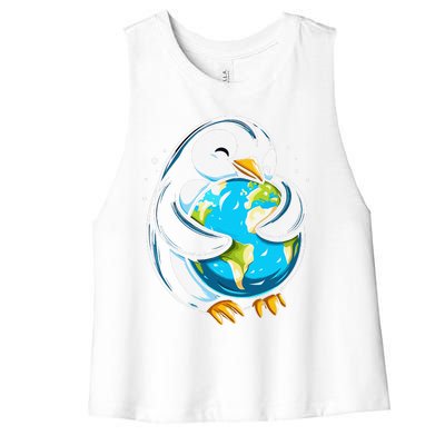 Cute Penguin Earth Day Funny Animal Earth Day Environmental Women's Racerback Cropped Tank