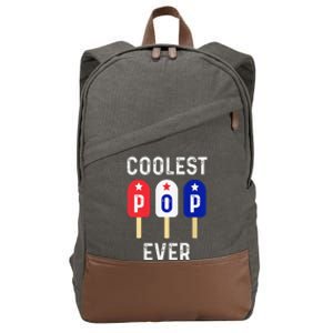 Coolest Pop Ever Popsicle Best Dad Ever Cool Fathers Day Cotton Canvas Backpack