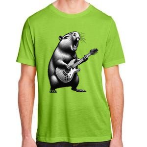 Capybara Playing Electric Guitar. Funny Capybaras Lover Adult ChromaSoft Performance T-Shirt