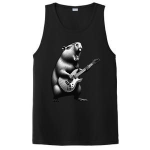 Capybara Playing Electric Guitar. Funny Capybaras Lover PosiCharge Competitor Tank