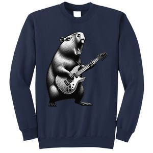 Capybara Playing Electric Guitar. Funny Capybaras Lover Sweatshirt