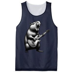 Capybara Playing Electric Guitar. Funny Capybaras Lover Mesh Reversible Basketball Jersey Tank