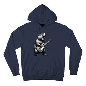 Capybara Playing Electric Guitar. Funny Capybaras Lover Tall Hoodie