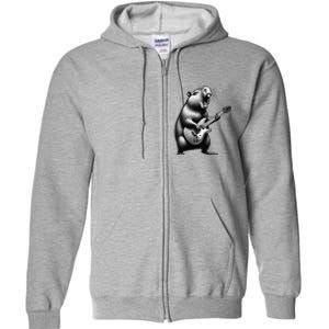 Capybara Playing Electric Guitar. Funny Capybaras Lover Full Zip Hoodie