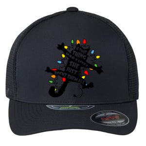 Cute Pussycat Funny Christmas Lights Cat Lovers Gift Flexfit Unipanel Trucker Cap