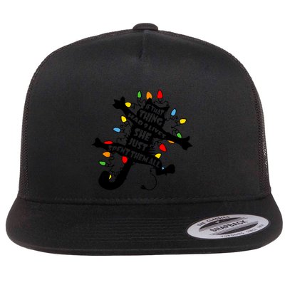 Cute Pussycat Funny Christmas Lights Cat Lovers Gift Flatbill Hat