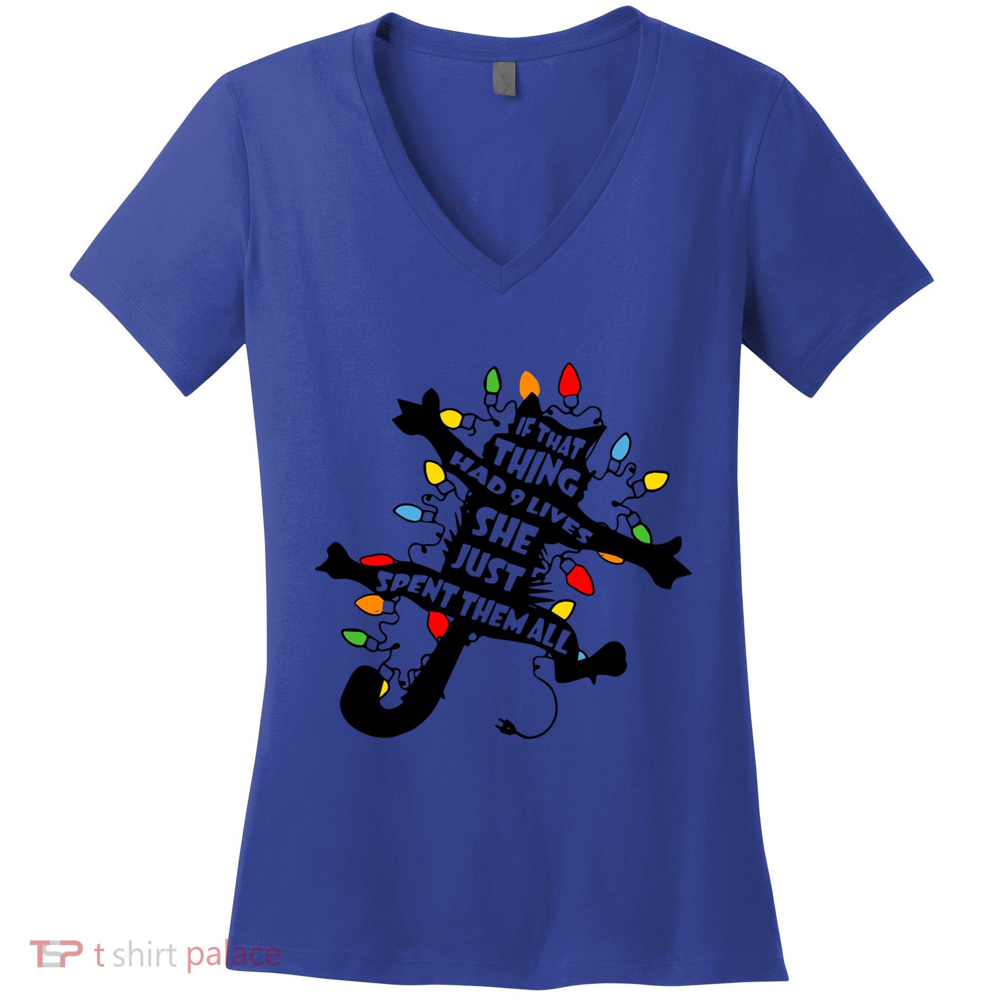 Cute Pussycat Funny Christmas Lights Cat Lovers Gift Women's V-Neck T-Shirt