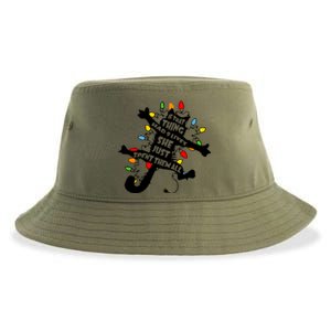 Cute Pussycat Funny Christmas Lights Cat Lovers Gift Sustainable Bucket Hat