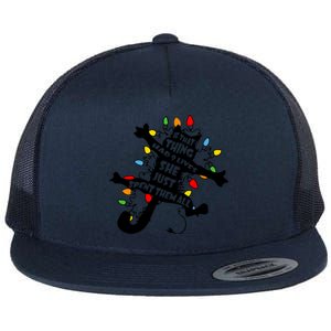 Cute Pussycat Funny Christmas Lights Cat Lovers Gift Flat Bill Trucker Hat