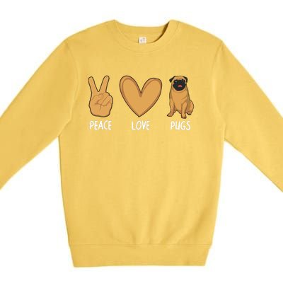 Cool Pug For Men Women Pug Dog Lover Pet Owner Peace Love Premium Crewneck Sweatshirt