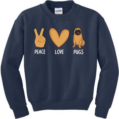 Cool Pug For Men Women Pug Dog Lover Pet Owner Peace Love Kids Sweatshirt