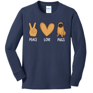 Cool Pug For Men Women Pug Dog Lover Pet Owner Peace Love Kids Long Sleeve Shirt