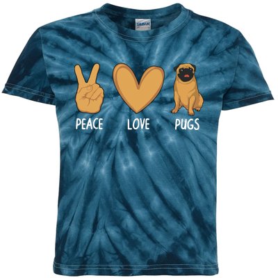 Cool Pug For Men Women Pug Dog Lover Pet Owner Peace Love Kids Tie-Dye T-Shirt