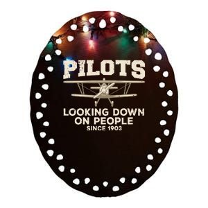 Cool Pilot For Men Women Aircraft Pilot Airplane Flying Ceramic Oval Ornament