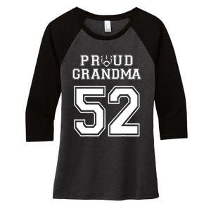 Custom Proud Football Grandma Number 52 Personalized Women's Tri-Blend 3/4-Sleeve Raglan Shirt