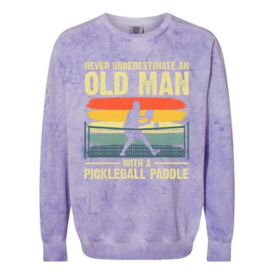 Cool Pickleball For Men Grandpa Pickleball Player Colorblast Crewneck Sweatshirt