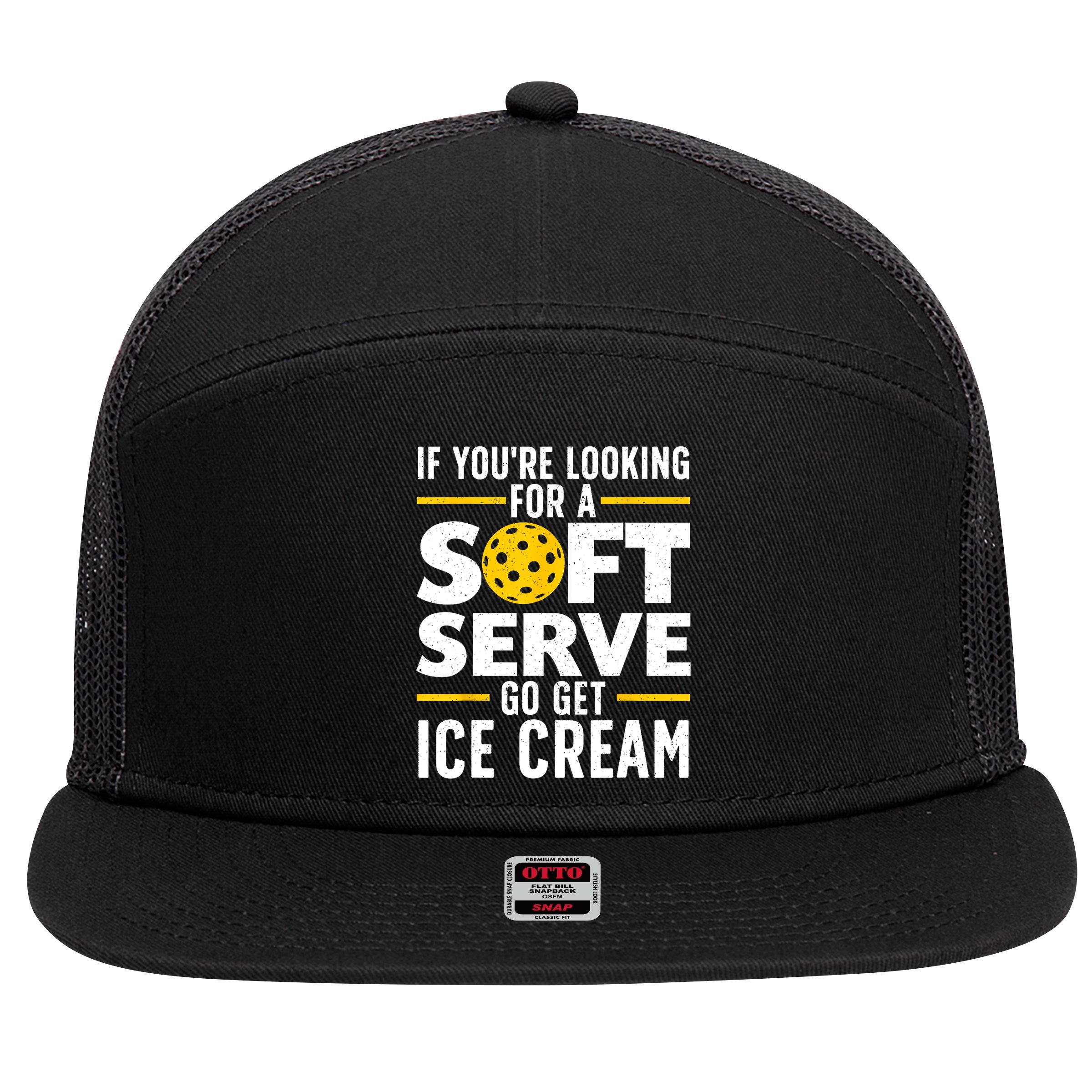 Cool Pickleball For Men Women Pickle Ball Player Soft Serve 7 Panel Mesh Trucker Snapback Hat
