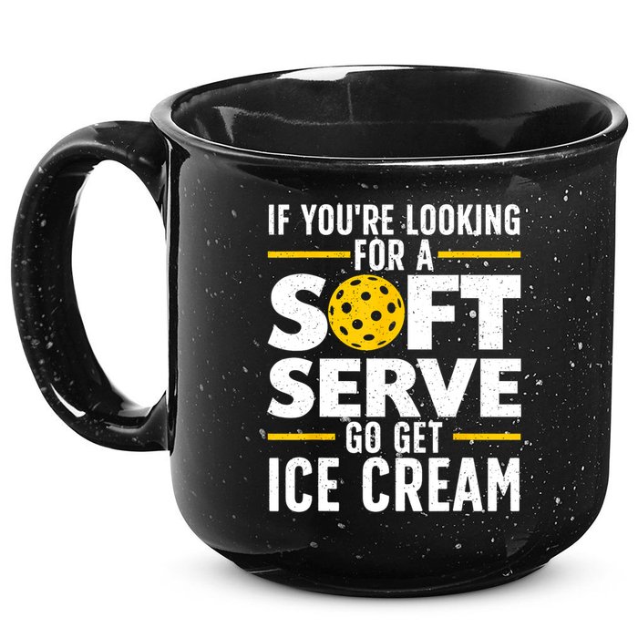 Cool Pickleball For Men Women Pickle Ball Player Soft Serve 15oz Campfire Ceramic Mug