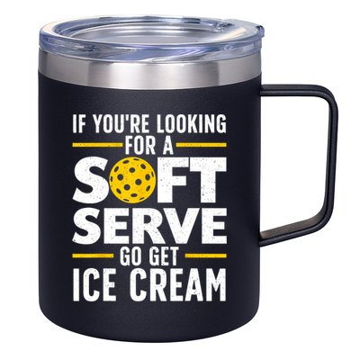 Cool Pickleball For Men Women Pickle Ball Player Soft Serve 12oz Stainless Steel Coffee Mug