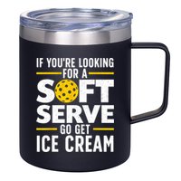 Cool Pickleball For Men Women Pickle Ball Player Soft Serve 12oz Stainless Steel Coffee Mug