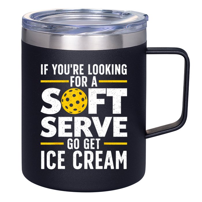 Cool Pickleball For Men Women Pickle Ball Player Soft Serve 12oz Stainless Steel Coffee Mug