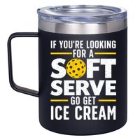 Cool Pickleball For Men Women Pickle Ball Player Soft Serve 12oz Stainless Steel Coffee Mug
