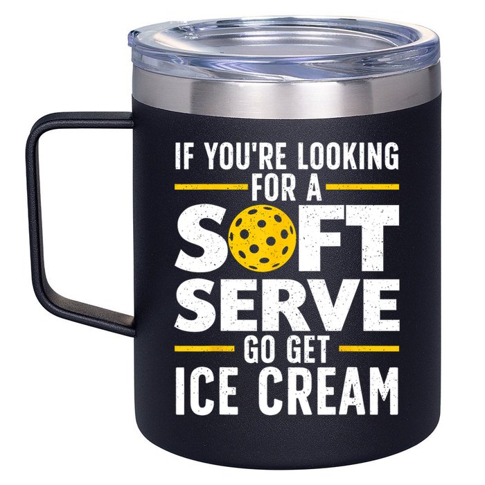 Cool Pickleball For Men Women Pickle Ball Player Soft Serve 12oz Stainless Steel Coffee Mug