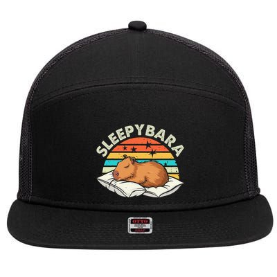 Capybara Pajamas Funny Capybara Costume Gift 7 Panel Mesh Trucker Snapback Hat