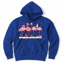 Christmas Pink Flamingo Santa Hat Xmas Lights Pjs Cool Gift Hoodie