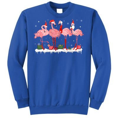 Christmas Pink Flamingo Santa Hat Xmas Lights Pjs Cool Gift Sweatshirt