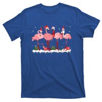 Christmas Pink Flamingo Santa Hat Xmas Lights Pjs Cool Gift T-Shirt