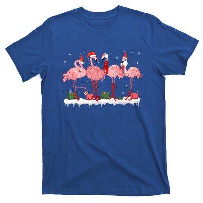 Christmas Pink Flamingo Santa Hat Xmas Lights Pjs Cool Gift T-Shirt